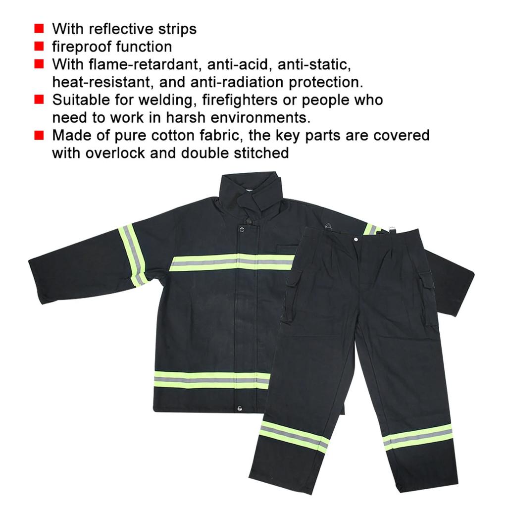 Fire Fighting Equipment Flame Retardant Clothing Fireproof Heatproof Firemen Protective Reflective Coat Trousers Fireproof Suit