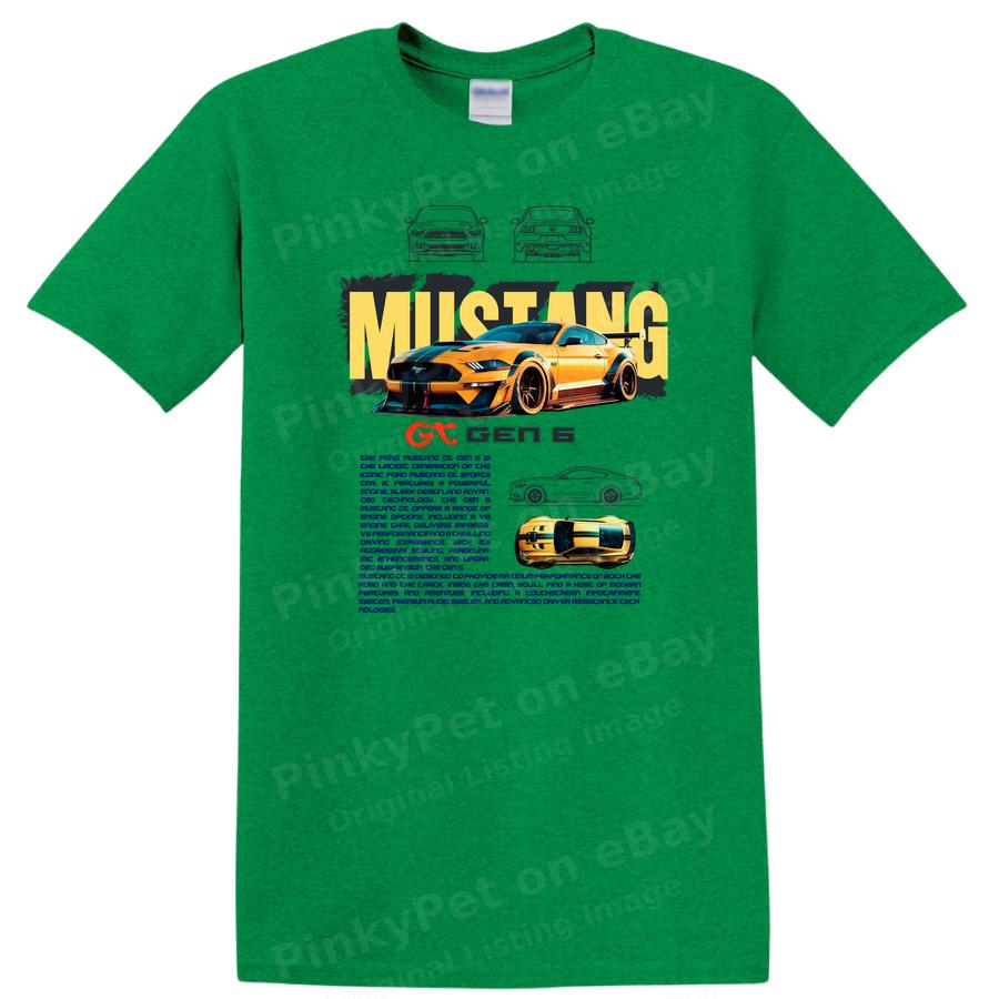 Mustang Car Racing T Shirt Graphic Tee Cool Sports Car Design Fan Gift