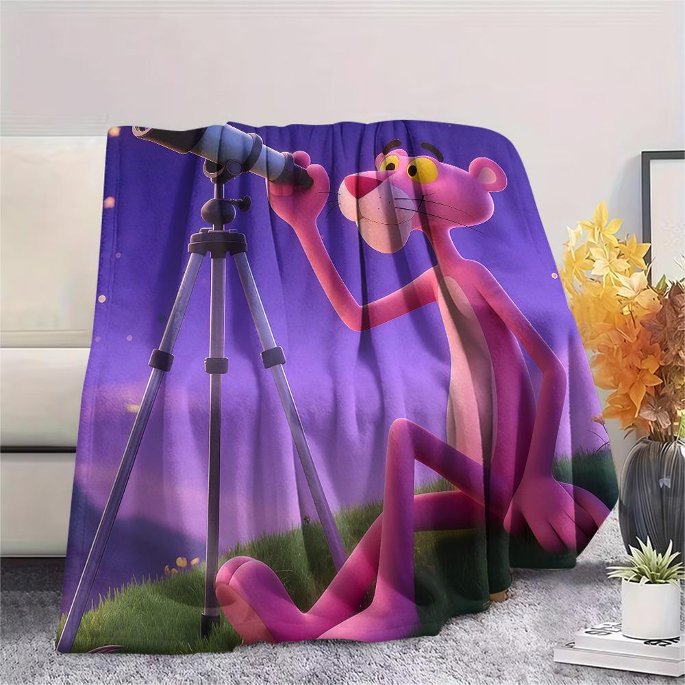 The Pink Panther Flannel Blanket, High Quality Comfortable for All Seasons, Home Decor, Warmth and Comfort