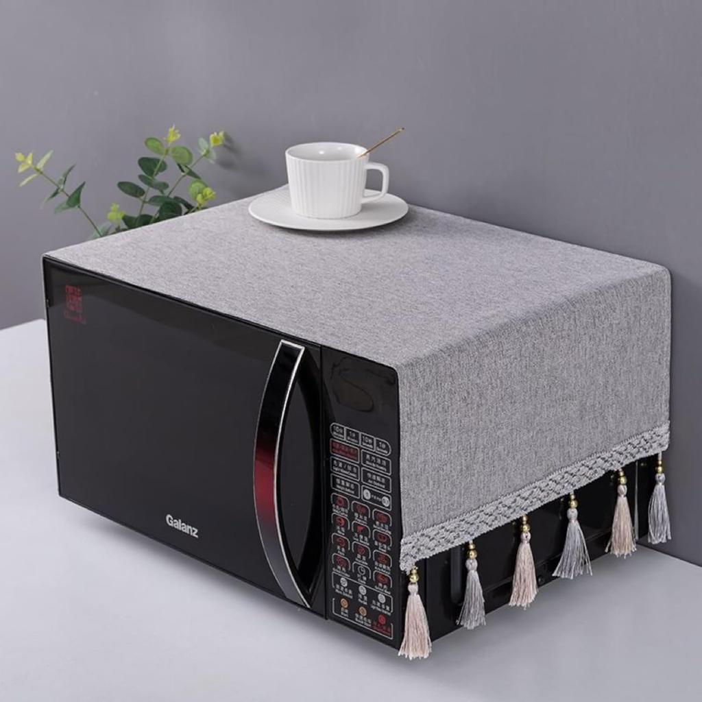 Microwave Oven Top Cover Dustproof Machine Protector Decorative Kitchen Appliance Cover - Grey Small Flower