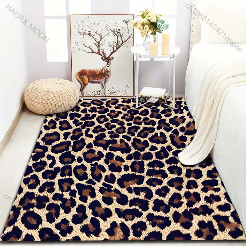 1PC Wild Leopard Print Carpet for Living Room Bedroom Sofa Doormat Decor Sofa Area Rug Non-slip Floor Mat Large Size