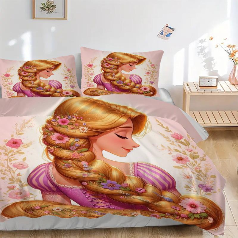 Rapunzel's Florales Zopfmuster 3-teiliges Bettwäsche-Set Bettbezug mit 2 Kissenbezügen Haus Geburtstagsgeschenk