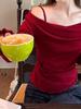 Women's Off-Shoulder Knit Sweater: Autumn/Winter Slim-Fit Pink Swing Neck