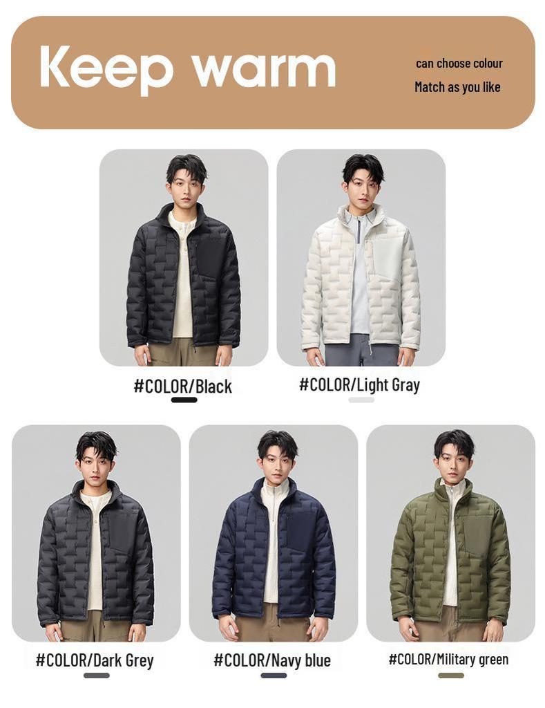 Lightweight Stand Collar Down Jacket - 90% Duck Down, Windproof, Warm Winter Coat with Custom Logo