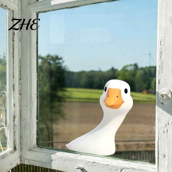Frosted Glass Privacy Film Cartoon Big White Goose Static Sticker, Removable PVC Decorative Cute Nursery Sticker Decal, Creative Reusable Window
