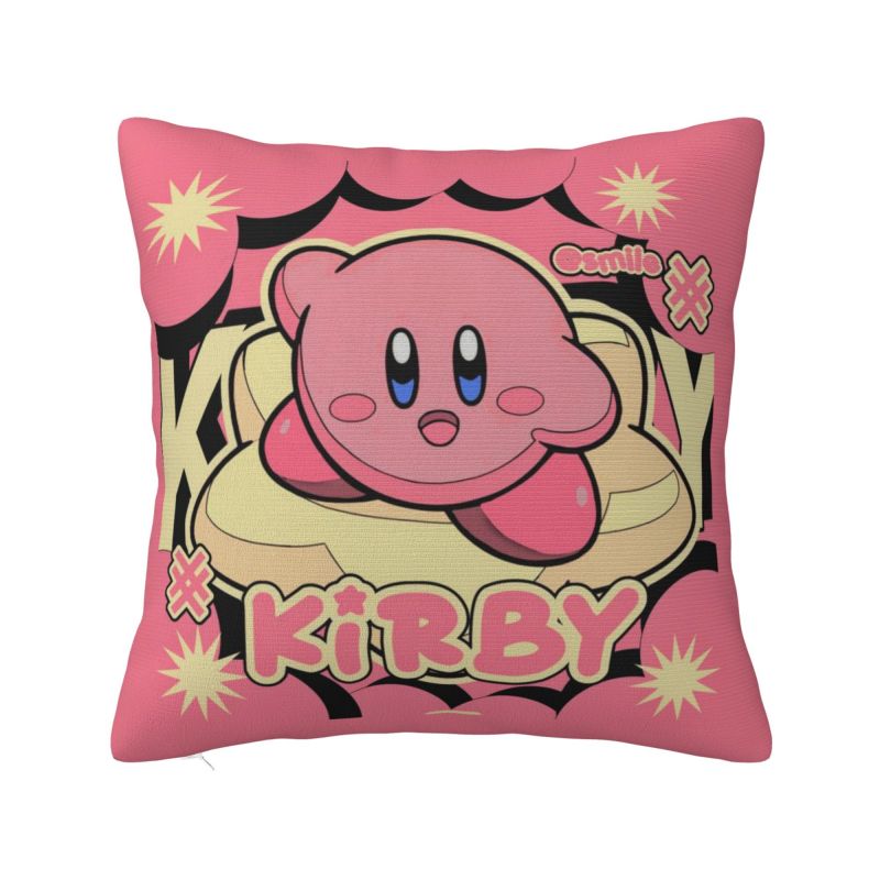 Custom Kirbys Video Game Cushion Cover Cartoom Anime Velvet Modern Pillow