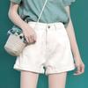 Rolled Denim Shorts Women's Fashion A-line High Waist Casual Loose Wide Leg Shorts