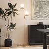 LED Floor Lamp, Modern Lamp with 3 Color Temperatures, Glass Globe Shades and Foot Switch, Gold