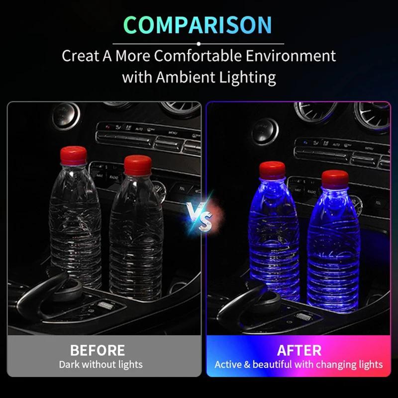 2025 Car Luminous LED Light Coaster Water Cup Mat Holder For BMW Mini Cooper One S JCW F55 F56 F57 F60 Coupe R50 R53 R56 R5