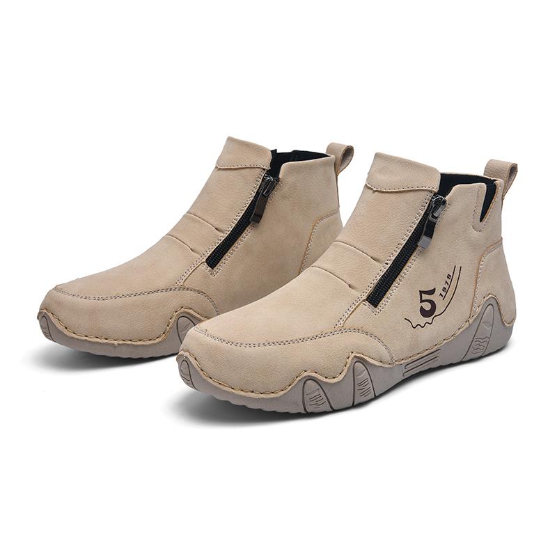 

TUINANLE Women High Tops Shoes Spring Zipper Casual Anti Slip Flat Sneakers Girl s Ankle Boots Pink Ladies Shoes 35 бежевый