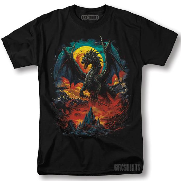 Dragon Shirt Fire Breathing Dragon Gothic Vntg Graphic Design Cool Gift T-shirt Unisex T-Shirt M