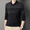 Men S Long Sleeve Striped Polo Shirt Casual Middle Age Dad Style