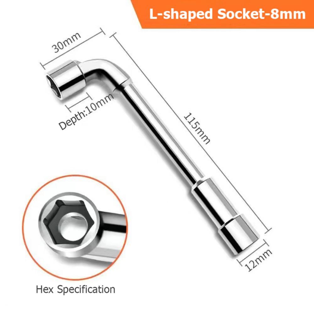 Chrome-vanadium Steel L-shaped Socket Wrench 6-19mm Hex Adapter Spanner Practical Hand Tool