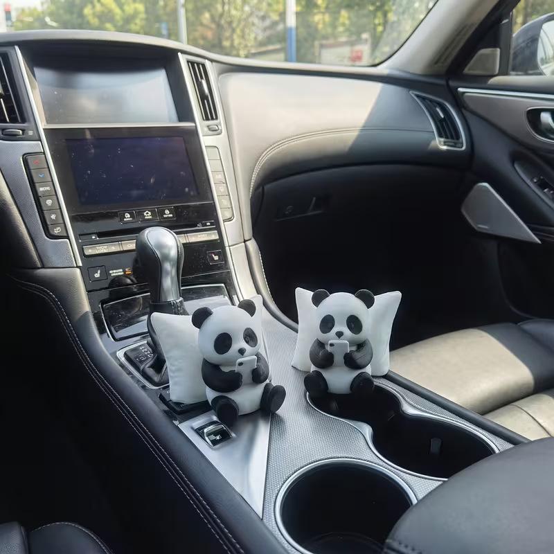 Animal Model Panda Sculpture Ornament Creative Desktop Office Decoration Car Decor Collectible Figurines Car Dashboard Ornament