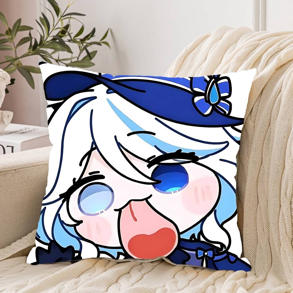 Cute F-Furina G-Genshin Impact Pillow Case Cushion Cover Soft Cute Throw Pillow Case For Car Sofa Pillowcase Polyester
