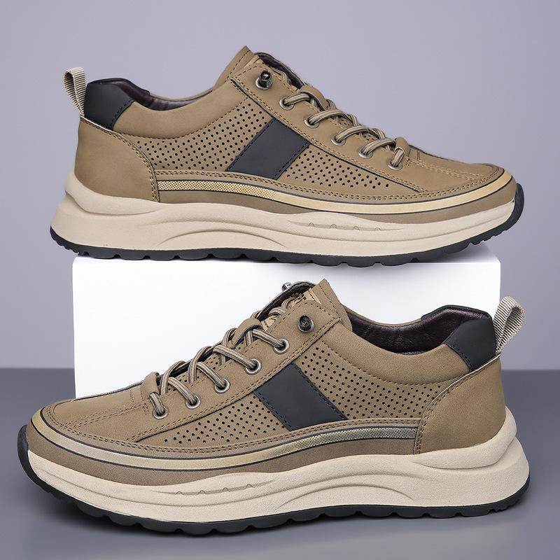 Spring New Shoes for Men Leather Casual Shoes Breathable Microporous Leisure Sport Shoes Youth Street Cool Sneaker