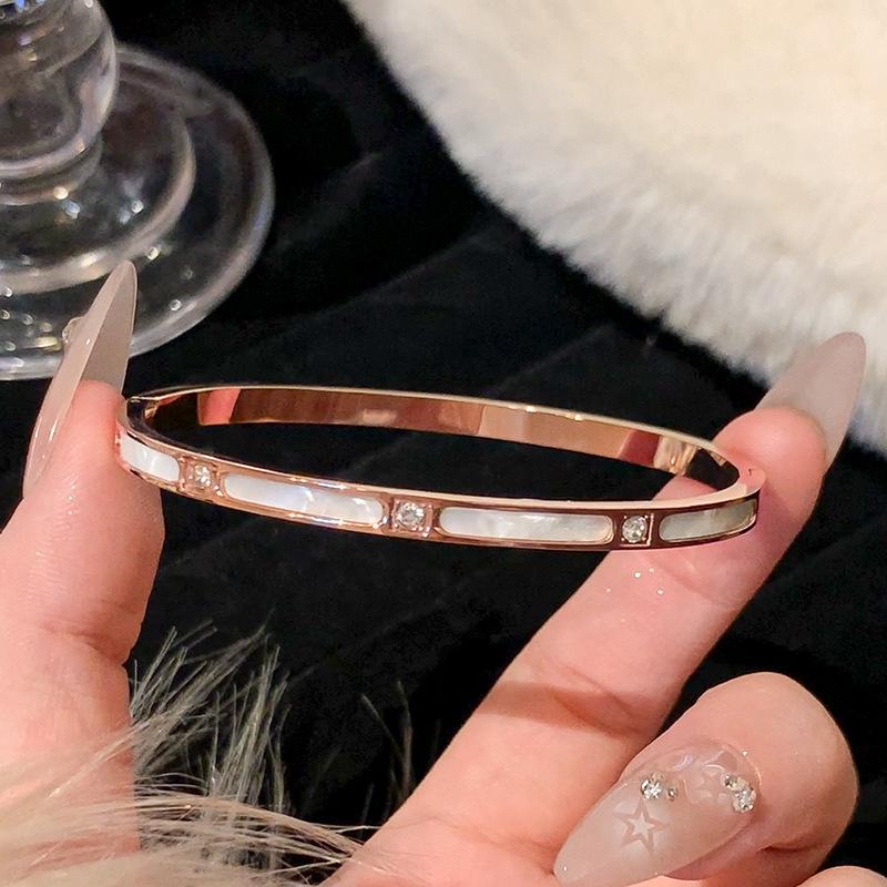Rose Gold Women's Titanium Steel Bracelet Set - Non-Fading, Bestie Style
