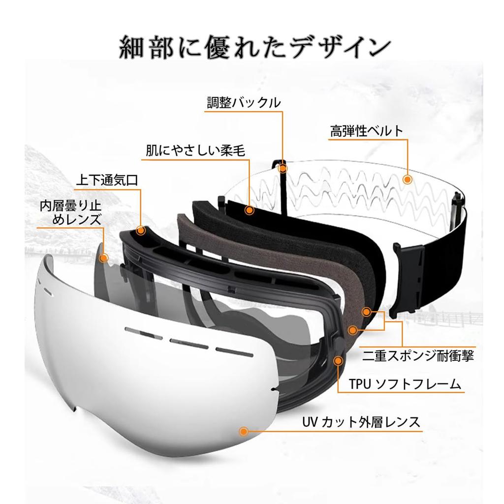 DEWEL Ski and Snow Wide Field of UV Impact Glasses Helmet Snowboard Spherical Storage Bag Case Ideal for Mountain and Other Outdoor Sports Goggles,