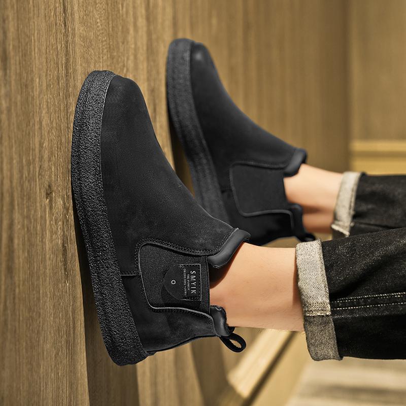 

Мужская обувь 2025 года новая без шнурков обувь-лоферы на одной педали мужская ретро мода британский стиль корейская версия повседневная трендовая обувь 44 чёрный