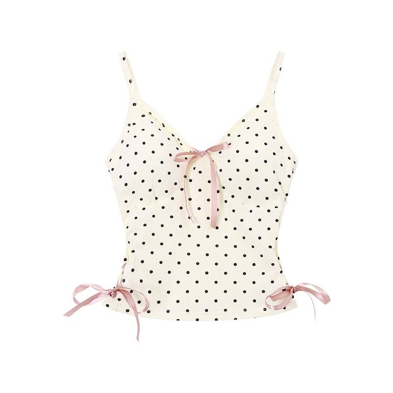 Pure Desire Style Sweet Sexy Gray Polka Dot Camisole Women's Clothing Short Summer Silm Outwear Inner Match Sleeveless Tops