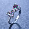 Women Ring Aesthetic Bow-knot Shiny Rhinestone Inlaid Sparkling Decorative Valentines Gift Colored Cubic Zirconia Forefinger Ring Jewelry Fashion