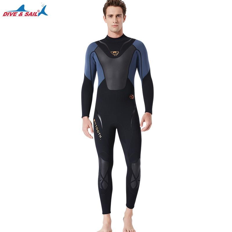 Manufacturer 3mm Diving Suit Men's Wet One-piece Thermal Snorkel Long-sleeved Cold-proof Surfing Swimsuit