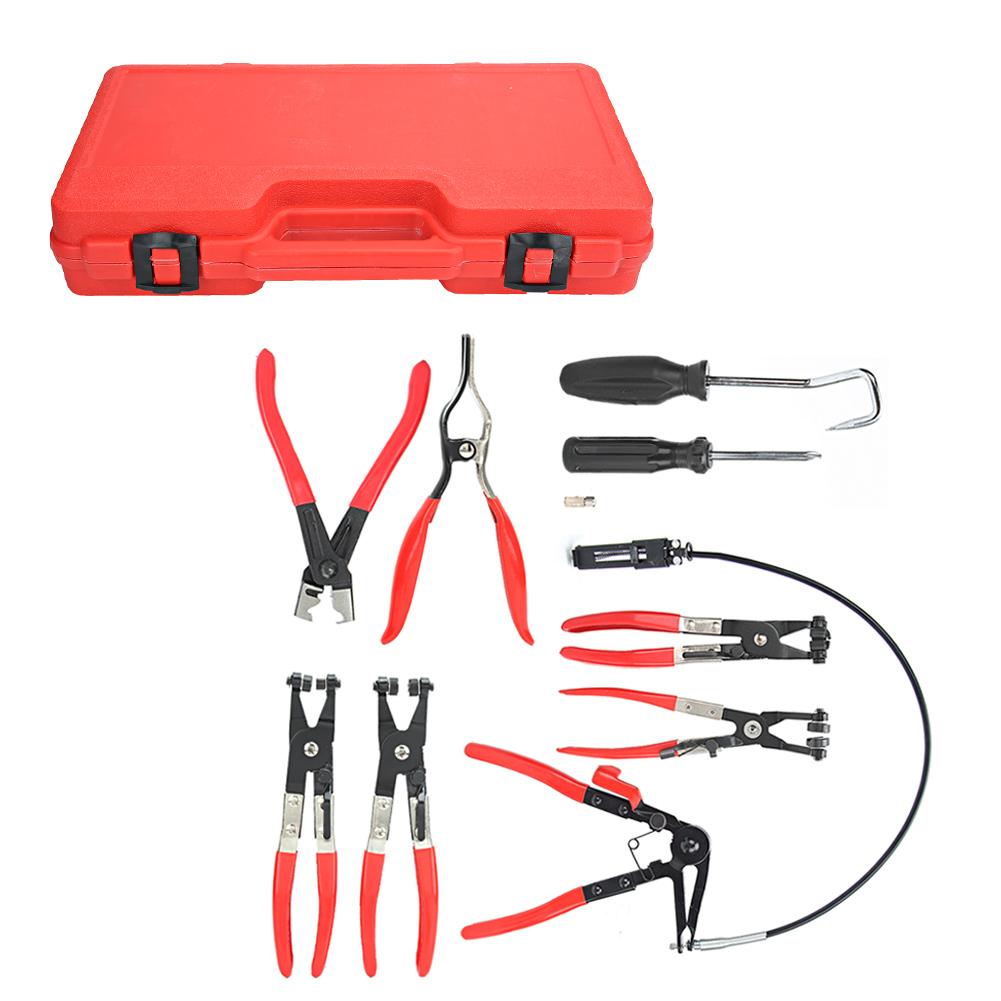 Carbon Steel Oil Pipe Curved Tube Hose Pliers Clamps Car Repair Tool Kit Set