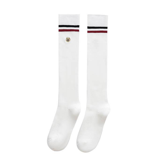 

Длинные гольфы до колена, Высокие носки, Хлопковые носки до икры, Гольфы до колена с вышивкой-значком, Студенческие носки, Длинные носки 1 pair