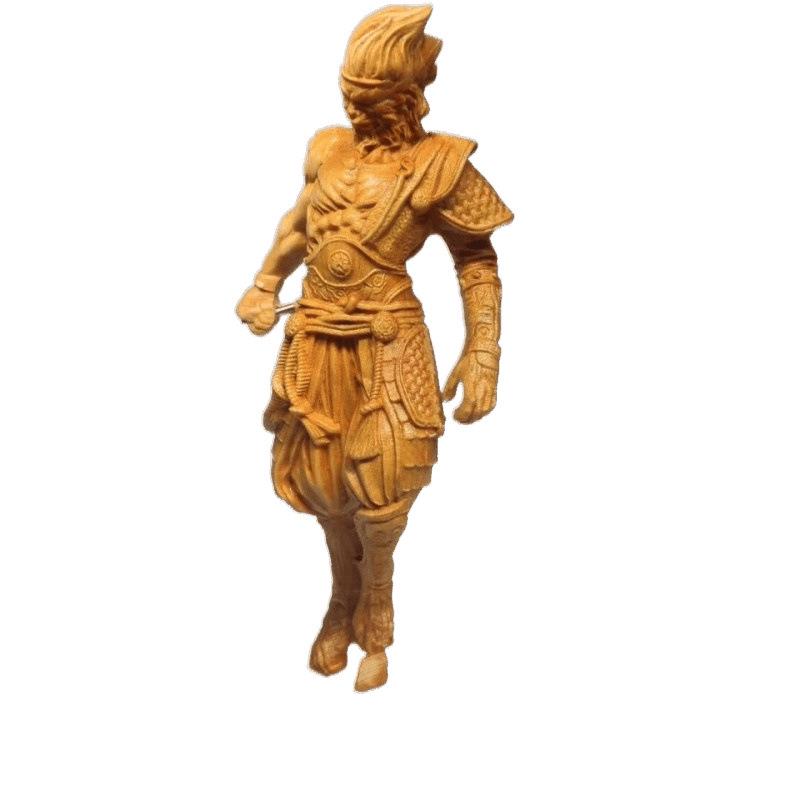 Taihang Cliff Cypress Sun Wukong Sculpture: Creative Solid Wood Monkey Desktop Ornament
