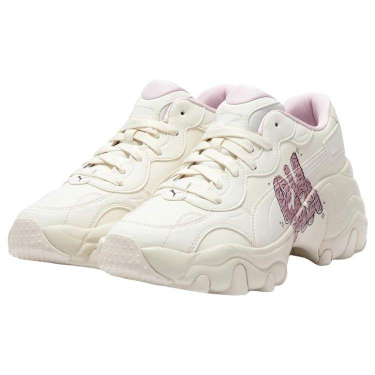 Puma Pulsar Wedge Logo Play Leather Trendy Mid-Top Dad Shoes Women sneaker White Pink 395450-01