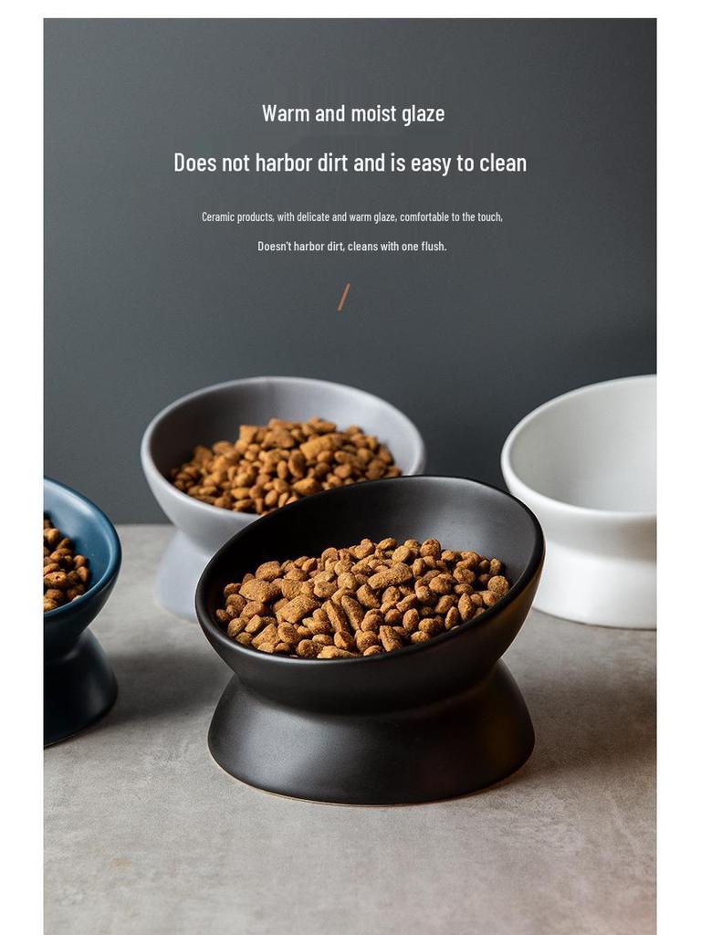 Nakloněná keramická miska pro domácí mazlíčky pro kočky a psy - Design s vysokou nohou pro ochranu krční páteře