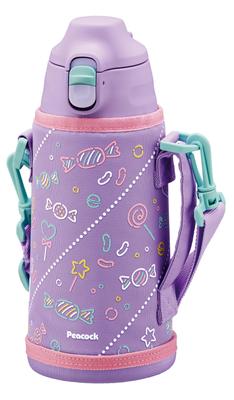 The-peacock Peacock Water Bottle Children's 2WAY Type Purple Pink 800ml Thermal/Cold Direct Drinking Cup One Touch Mug Bottle Thermos ASG-W82 PV
