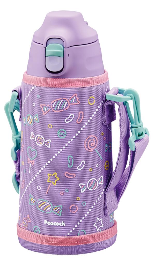 Peacock Thermos Water Bottle, 2-Way Type, Purple Pink, 800ml, Insulated, Direct Drinking, Cup, One-Touch Operation, Mug, Bottle, Thermos, Suitable
