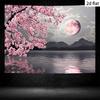 2D Cherry Blossom Full Moon Backdrop Lake Mountain Background