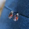 French Vintage Style Tiny Oval CZ Stud Earrings for Women
