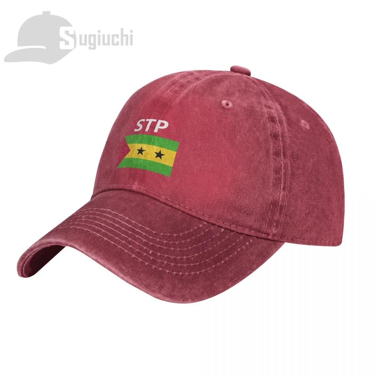 Sao Tome And Principe Flag With Letter Washed Cotton Cap Gorras Snapback Caps Baseball Dad Outdoors Travel Sun Hats Casquette One Size