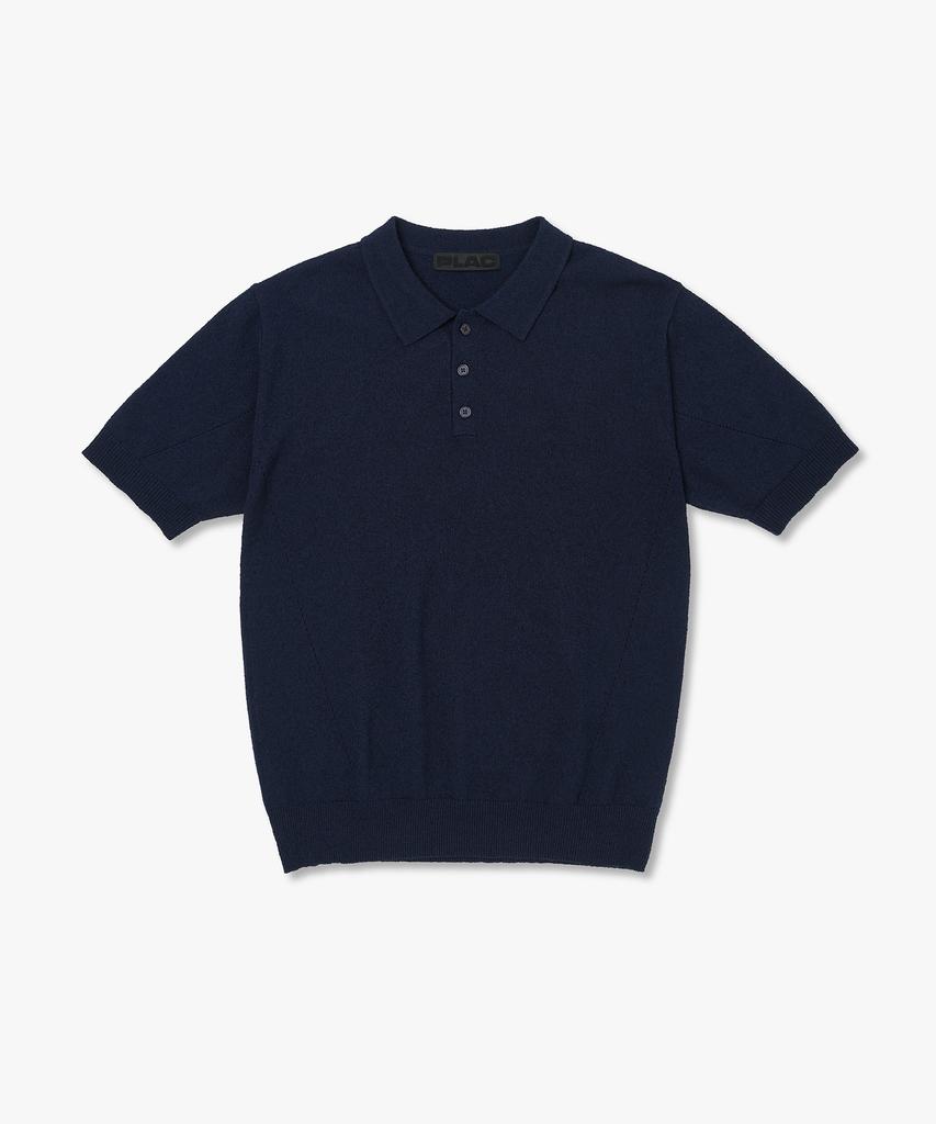 PLAC Basic Short Collar Knit Short Sleeve Navy