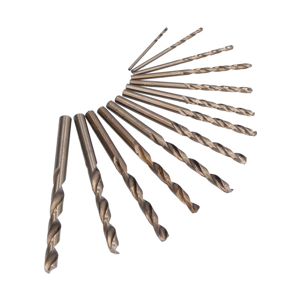 13Pcs Twist Drill Bits Heat Resistant Cobalt HSS Straight Shank 1.5mm?6.5mm with Storage Box