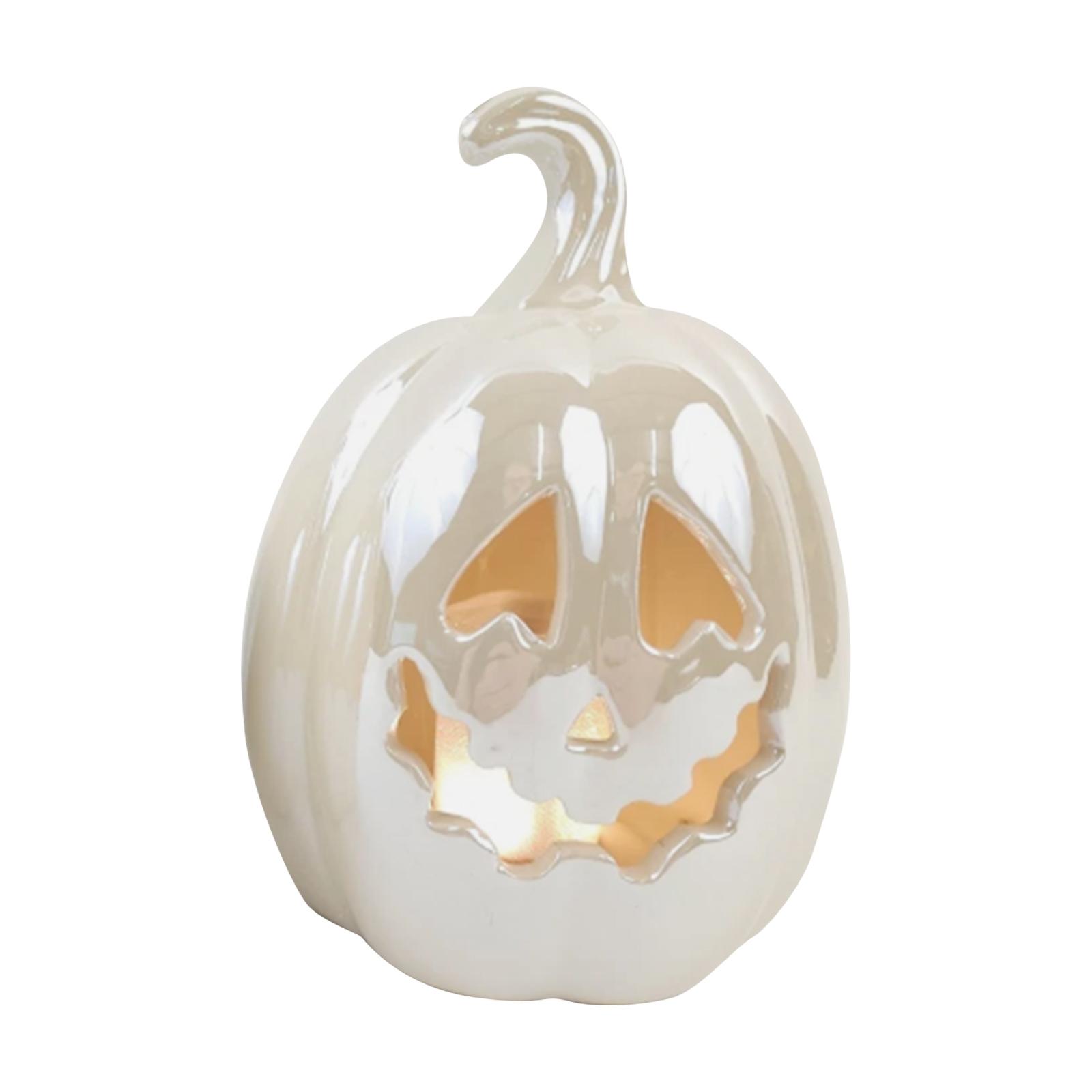 

Halloween Horror Pumpkin Decoration With LED Colored Lights, Halloween Atmosphere Decoration Ceramic Light Sensation, Exquisite Home Decoration One Size