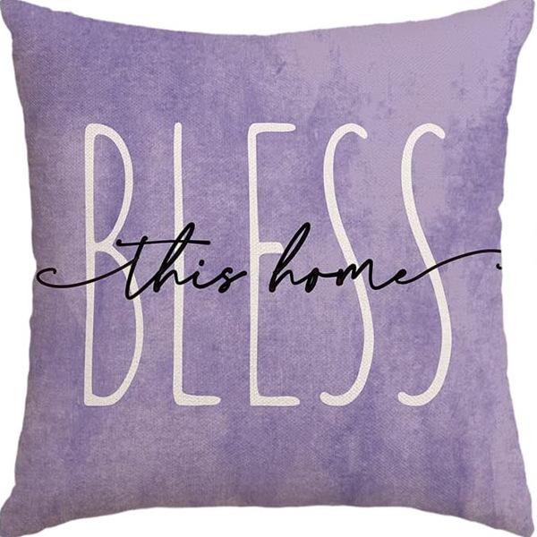 Plant and Flower Linen Pillowcase Purple Lavender Printed Pillow Cushion Cover Home Sofa