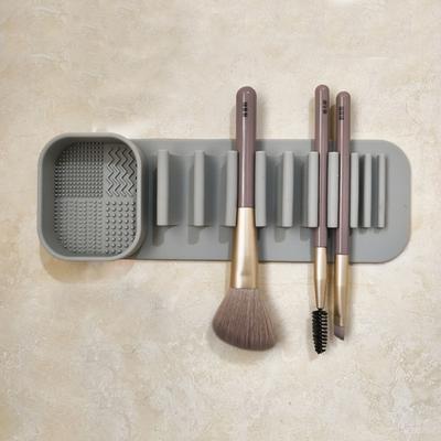 Silicone Makeup Brush Holder Wash Dry 2-in-1 Suction Cup Design Compact Size Waterproof Makeup Brush