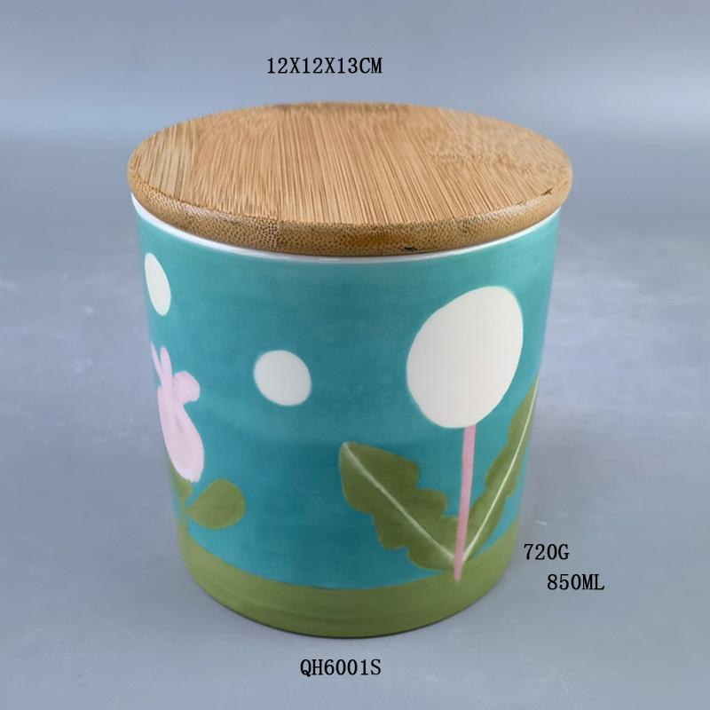 European And American Chef Series Ceramic Storage Tank Pepper Jar Kitchen Supplies Sealed Jar Candy Jar Modern Simplicity Flower pattern sealed jar