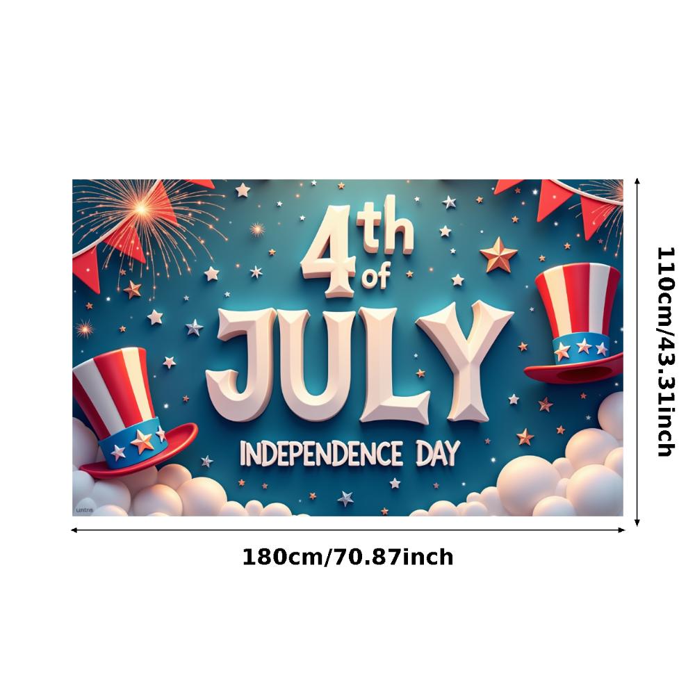 Lightweight Fabric Event Flag Durable Material Party Prop Red White Blue Theme Stars and Stripes American Themed Banner