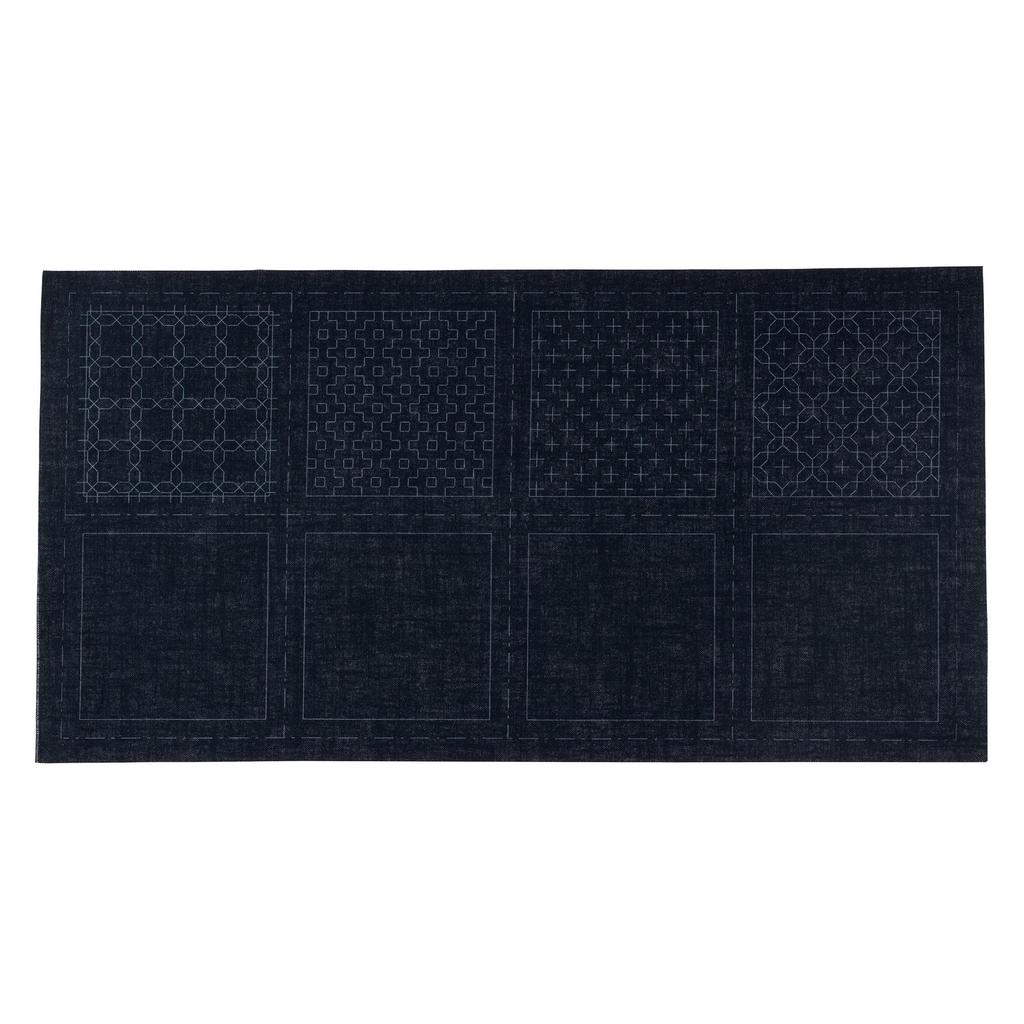 COSMO Sashiko Kit Coaster Single Finished 10 x 10 cm Cloth, Stitch, Navy, No. 98915, Size Approx.