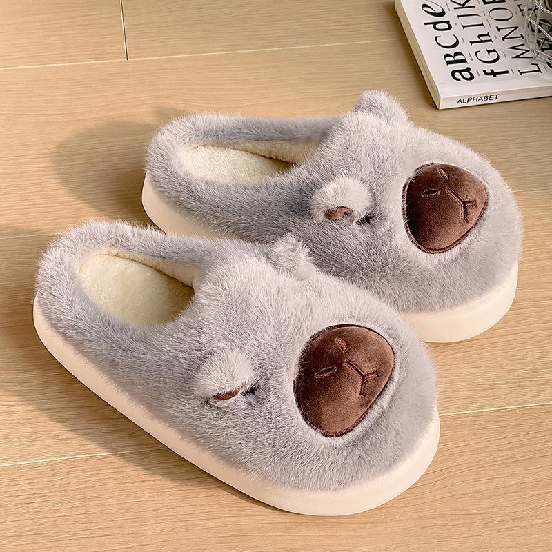 Мультяшные капибары женские теплые хлопковые тапочки с износостойкой подошвой из ЭВА 42-43 fits 41-42 серый 1090₽