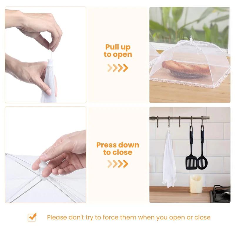 Cubiertos de Malla Suministros Plegable Cocina Anti Moscas Mosquitos Cubierta de Alimentos Picnic Proteger Verduras Frutas Cubierta Transpirable Cocina