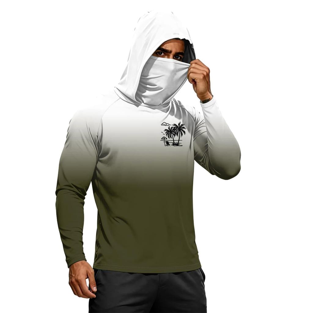 Camiseta de Manga Larga de Verano para Hombre de Secado Rápido con Capucha Protección Solar UPF50+ Ligera Transpirable para Fitness Deportes al Aire Libre