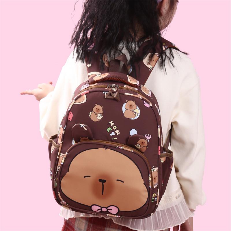 Adorable Capybara School Backpack For Kids Spacious And Lightweight With Breathable Design