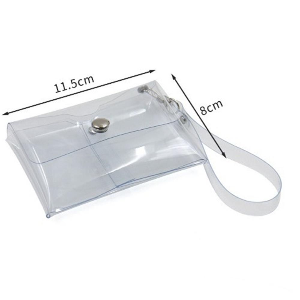 Colorful PVC Transparent Coin Purse Wallet Earphone Lipstick Storage Bag with Wrist Strap Girls Portable Key Case Card Holder