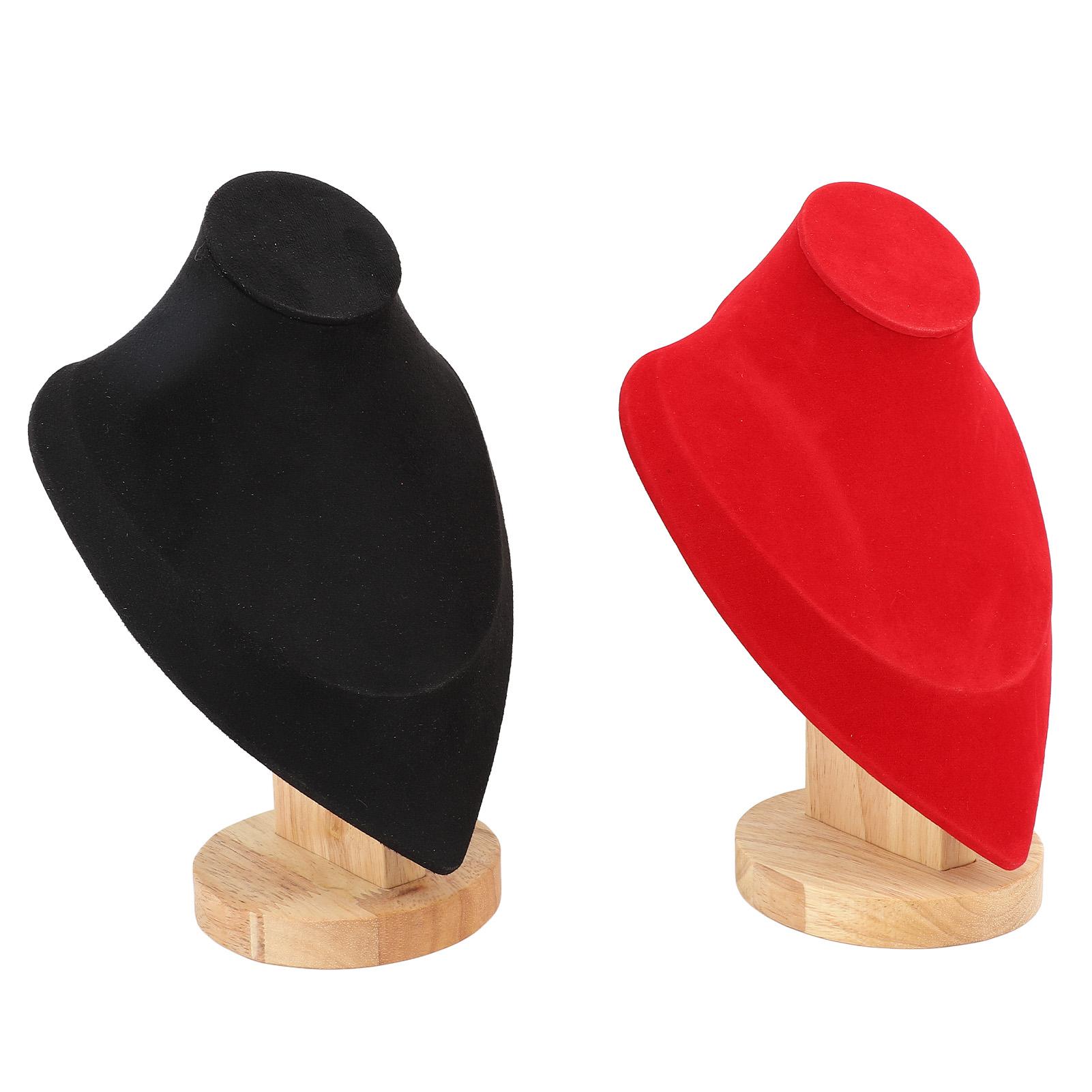 

2pcs Necklace Mannequin Bust Stand Heart Shaped 3D Necklace Bust Display Holder Medium Red Black